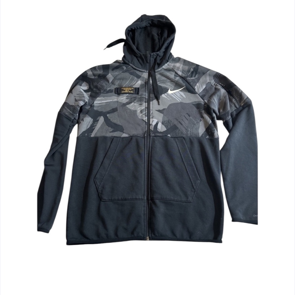 Mens Therman Fit Nike Camo Black Hoodie Jacket Full Size M